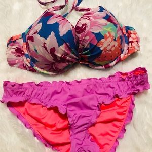 Stunning Bikini Floral Top/Purple Bottom